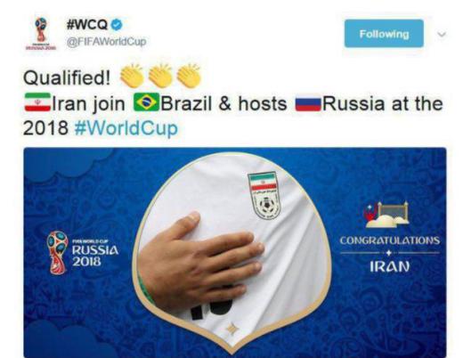 تبریک توییتری فیفا بعد از صعود ایران به جام ‌جهانی
